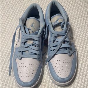 Blue and White Nike Air Force ones